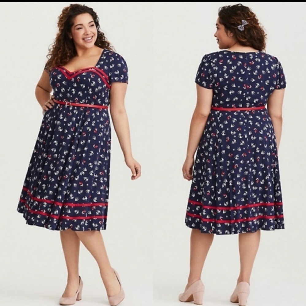 Torrid Retro Chic Nautical Pinup Dress Plus 22